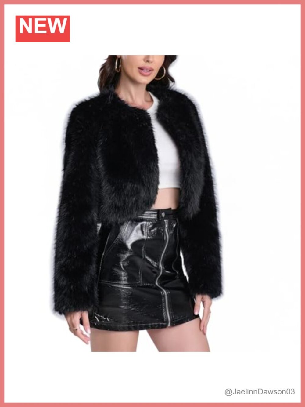 Faux Fur Cropped Coat Long Sleeve Open Front Winter Jacket